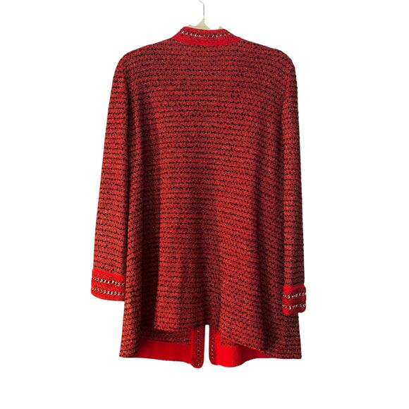 Exclusively Misook Red Black Cardigan Chain Link Knit Jacket NO Size Tag 1X? - Picture 4 of 10